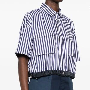 SACAI Striped Cropped Shirt